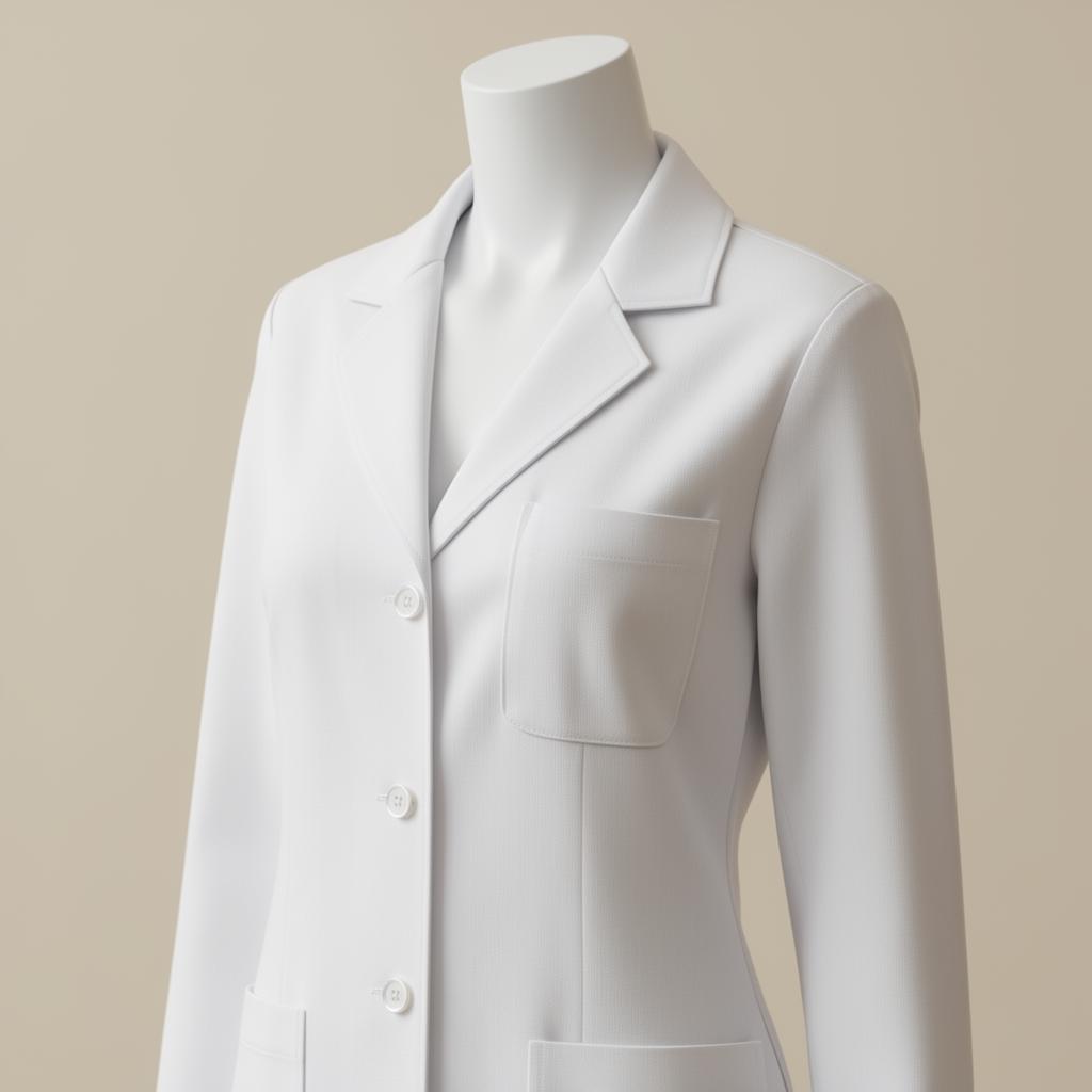 Mockup de jaleco branco feminino para simulação de bordado
